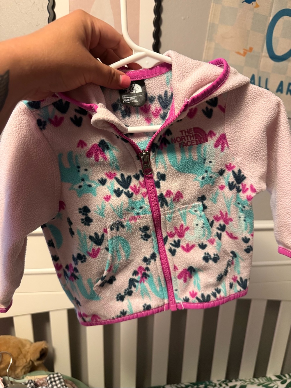 The North Face Pink & Teal Floral Fleece Hoodie